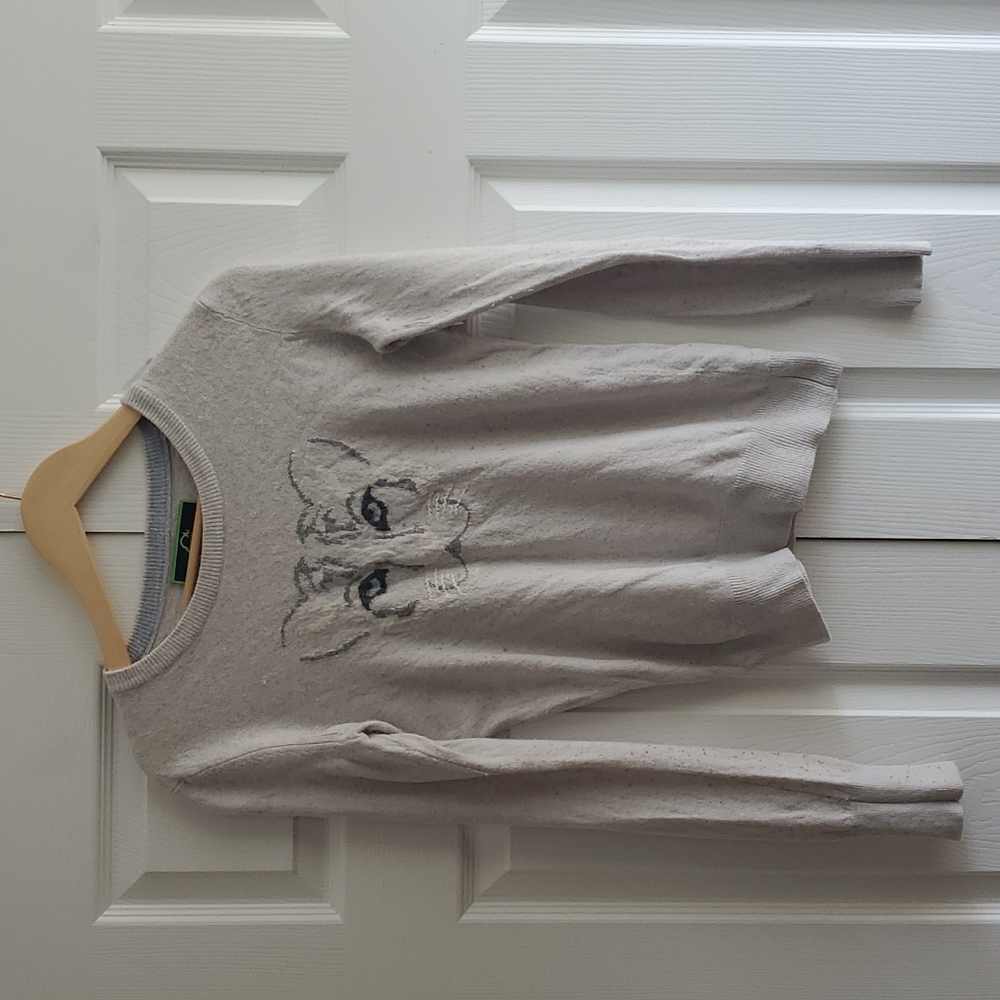 White cashmere lambswool blend tiger sweater